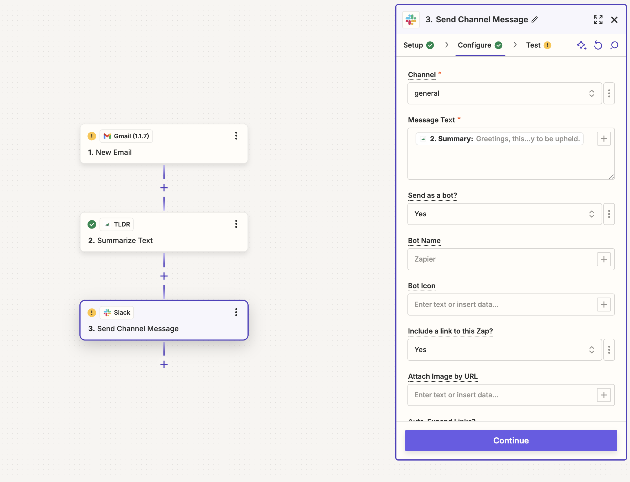 TLDR Action in Zapier